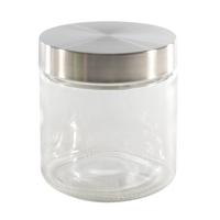 Keuken voedsel voorraadpot - opslag bewaarpot - 750 ml - glas - met RVS deksel