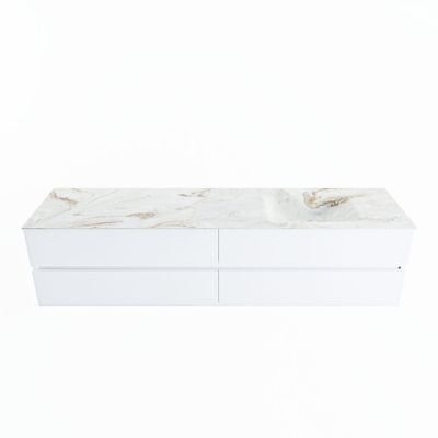 MONDIAZ VICA-DLUX 200cm badmeubel onderkast Talc 4 lades. Inbouw wastafel CLOUD rechts 1 kraangat, kleur Frappe.