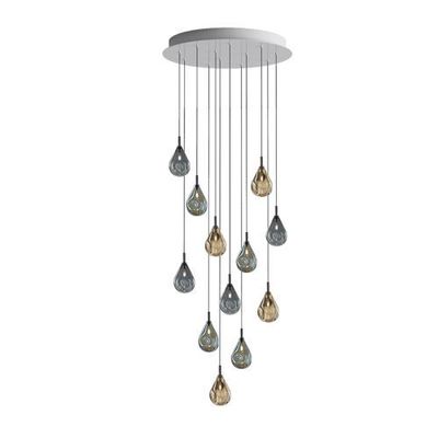 Bomma Soap Mini 12 pcs Hanglamp - 4x Blauw 4x Zilver 4x Goud glas