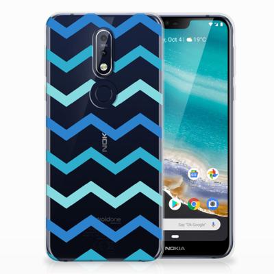 Nokia 7.1 | TPU bumper | Zigzag Blauw