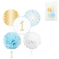 Amscan Decoratieset 1e verjaardag papier blauw 5-delig | 12 stuks