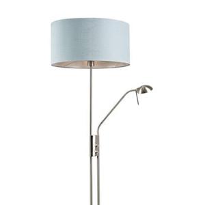 QAZQA Vloerlamp staal en blauw met verstelbare leesarm - Luxor