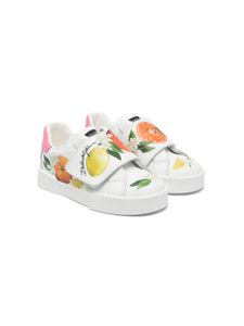 Dolce & Gabbana Kids baskets imprimées en cuir - Blanc