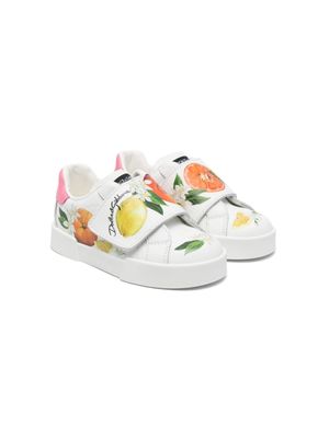 Dolce & Gabbana Kids baskets imprimées en cuir - Blanc