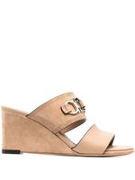 Ferragamo mules Chaim 75 mm compensées en daim - Tons neutres