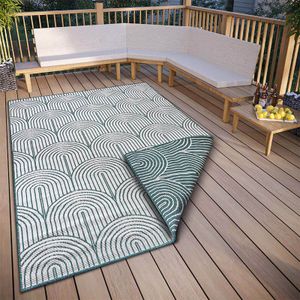 Buitenkleed Flatweave - 200x290cm - Groen Grafisch Vloerkleed - 123vloerkleed.nl is de online webshop voor vloerkleden en woonaccessoires.