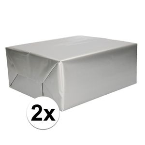 2x Zilver cadeaupapier op rol 70 x 200 cm