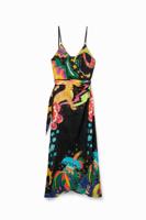 Midi-wikkeljurk junglemotief - BLACK - XL