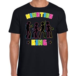 Nineties party verkleed t-shirt heren - jaren 90 feest outfit - 90s king - zwart