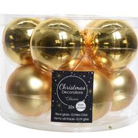 Kerstboomversiering gouden kerstballen van glas 6 cm 10 stuks   -