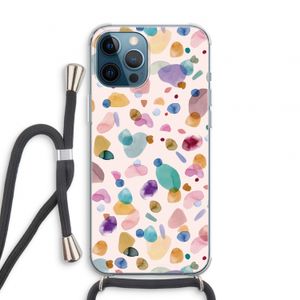 Terrazzo Memphis Pink: iPhone 12 Pro Transparant Hoesje met koord