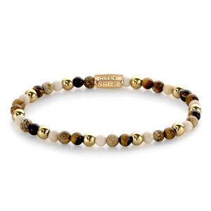 Rebel and Rose RR-40057-G Rekarmband Beads Autumn Love bruin-beige-goudkleurig 4 mm S 16,5 cm