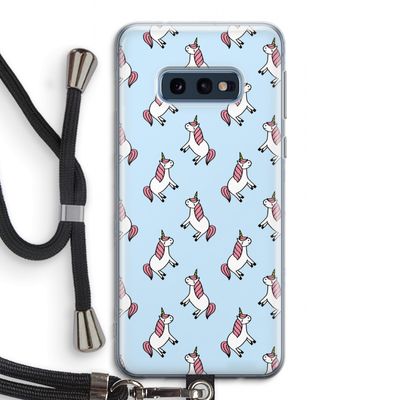 Eenhoorns overal: Samsung Galaxy S10e Transparant Hoesje met koord