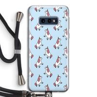 Eenhoorns overal: Samsung Galaxy S10e Transparant Hoesje met koord