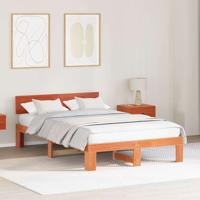 Bedframe met hoofdeinde Bruin 135 x 190 cm Massief grenenhout