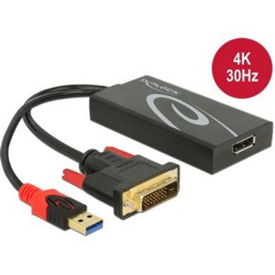 Delock 62596 Adapter DVI male > DisplayPort 1.2 female zwart