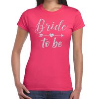 Bride to be Cupido zilver glitter t-shirt roze dames - thumbnail