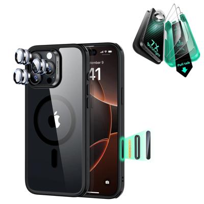 iPhone 16 Pro Max Classic Hybrid Magnetic Case (Camera Control) & Screen Protection Bundle - Clear Black