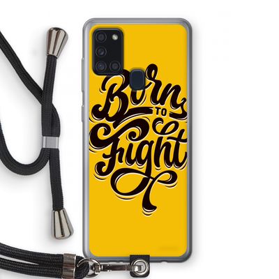 Born to Fight: Samsung Galaxy A21s Transparant Hoesje met koord