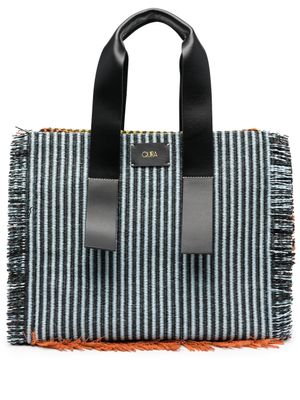 QUIRA sac cabas en raphia à patch logo - Orange