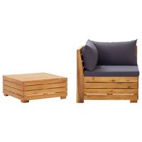 2-delige Loungeset met kussens massief acaciahout - thumbnail