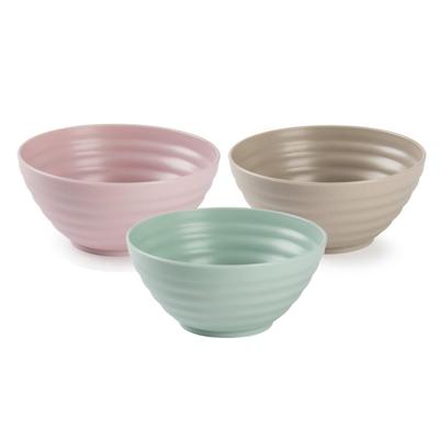 Plasticforte onbreekbaar servies kommetjes - 12x stuks - groen/roze/taupe - kunststof - 14 x 6.5 cm