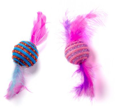 Nobleza Katten speelballetjes met veren - 2 Stuks