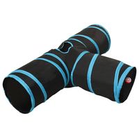 vidaXL Kattentunnel 3-voudig 90 cm polyester zwart en blauw