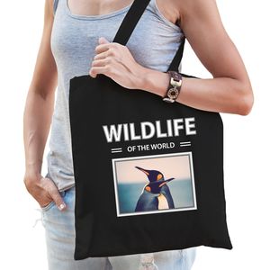 Pinguin tasje zwart volwassenen en kinderen - wildlife of the world kado boodschappen tas