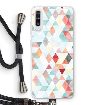 Gekleurde driehoekjes pastel: Samsung Galaxy A70 Transparant Hoesje met koord