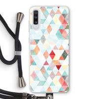 Gekleurde driehoekjes pastel: Samsung Galaxy A70 Transparant Hoesje met koord