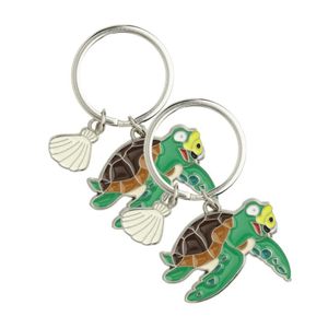 4x stuks metalen zeeschildpad dieren sleutelhanger 5 cm