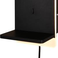 LED Wandlamp met Oplaadstation - Dimbaar Warm Wit 3000K - Mat Zwart