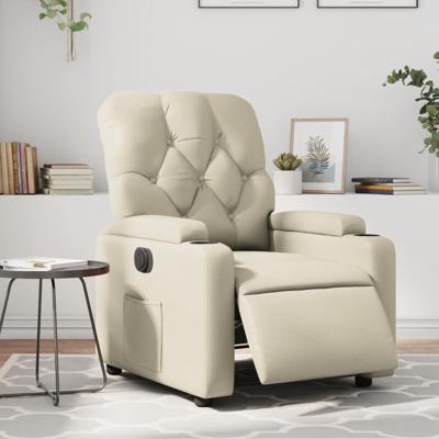 Fauteuil elektrisch verstelbaar kunstleer crèmekleurig