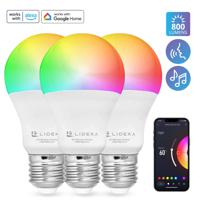 Lideka Slimme LED Smart Lampen - E27 - 9W - Set Van 3 - RGBW - Google, Alexa en Siri - thumbnail