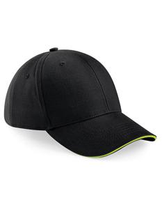 Beechfield CB20 Athleisure 6 Panel Cap - Black/Lime Green - One Size