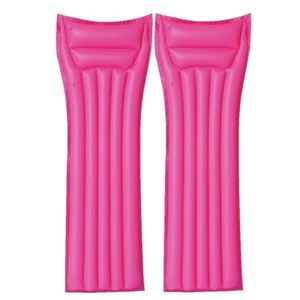 Set van 2x stuks bestway basic opblaabaar luchtbed roze 183 cm volwassenen