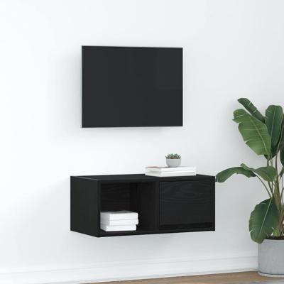TV-meubel 60x31x25,5 cm spaanplaat zwart eikenkleurig