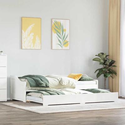 Slaapbank met onderschuifbed zonder matras IRUN 90x200 cm wit