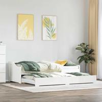 Slaapbank met onderschuifbed zonder matras IRUN 90x200 cm wit