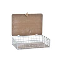 Decoratieve Doos DKD Home Decor Wit Bruin Hout Metaal Spiralen Mediterrane