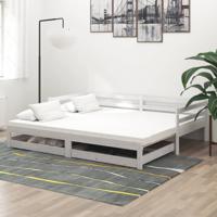 Slaapbank uitschuifbaar massief grenenhout wit 2x(90x200) cm