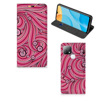 OPPO A15 Bookcase Swirl Pink - thumbnail