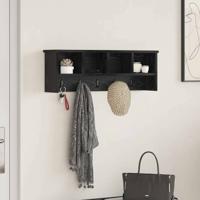 Wandgemonteerde kapstok met plank Zwart eiken 75 x 16 x 26 cm