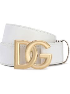 Dolce & Gabbana ceinture en cuir à logo DG - Blanc