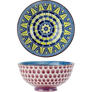 1x Oosterse soepkommen/serveerschalen blauw van porselein 12 cm rond