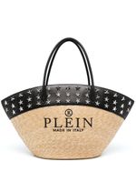 Philipp Plein sac cabas en raphia à logo brodé - Tons neutres - thumbnail