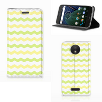 Motorola Moto C Plus Hoesje met Magneet Waves Yellow - thumbnail
