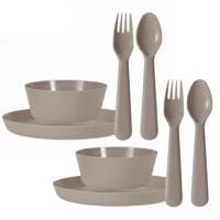 Kunststof kinderservies set - 48-delig - taupe - Campingservies / picknickservies