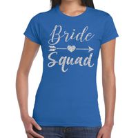 Bride Squad Cupido zilver glitter t-shirt blauw dames - thumbnail